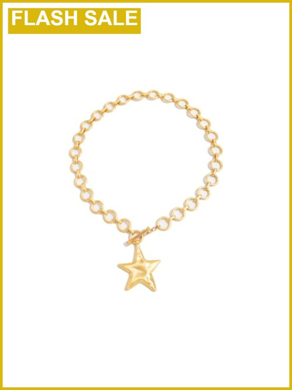 Chunky Star Necklace with Extender Chain Alloy Plated Bold Statement